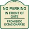 Signmission No Parking No Parking in Front of Gate Prohibido Estacionarse Alum Sign, 18" x 18", TG-1818-23665 A-DES-TG-1818-23665 - alternate 1